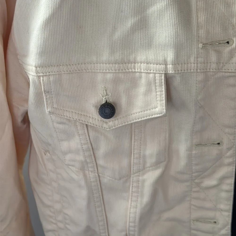 Eddie Bauer Cream‎ Button-Up Jean Jacket 100% cotton Sz LG